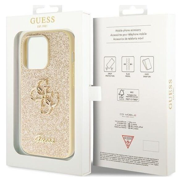 Guess Guess GUHCP14LHG4SGD iPhone 14 Pro 6.1" złoty/gold hardcase Glitter Script Big 4G