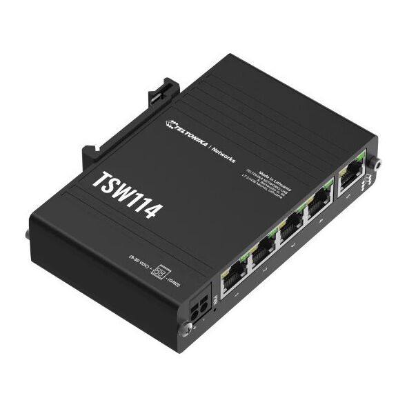 Switch Teltonika Przełšcznik przemysłowy TSW114 5xGbE Zintegrowany uchwyt DIN