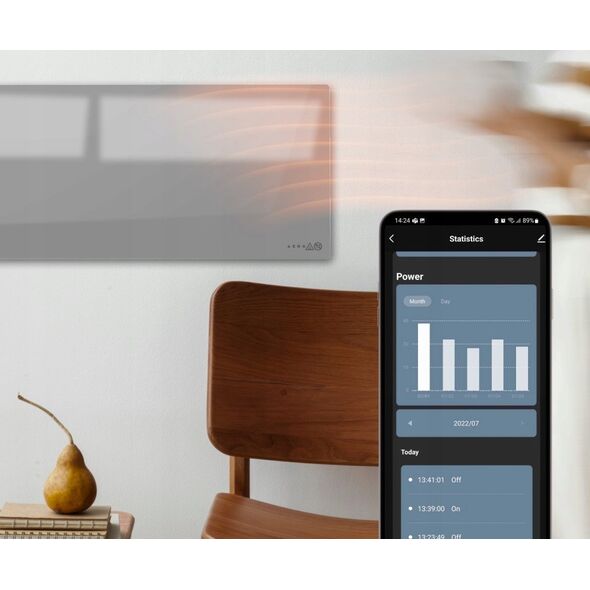 Aeno AENO Premium Eco Smart Heater, 700W, Tempered glass, Infrared+convection heating type, LED display, Plug type: Europe (E/F type), GREY