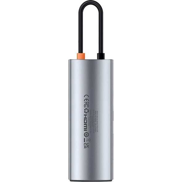 HUB USB Baseus Hub 7w1 Baseus Gleam, USB-C do 1x HDMI4K 60Hz + 3x USB3.0 + 1x PD + 1x SD/TF (szary)