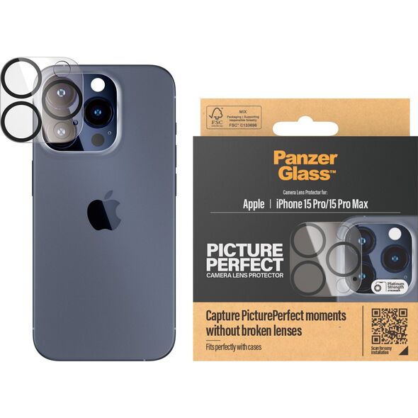 PanzerGlass Szkło ochronne na obiektyw PanzerGlass PicturePerfect iPhone 15 Pro/15 Pro Max czarne
