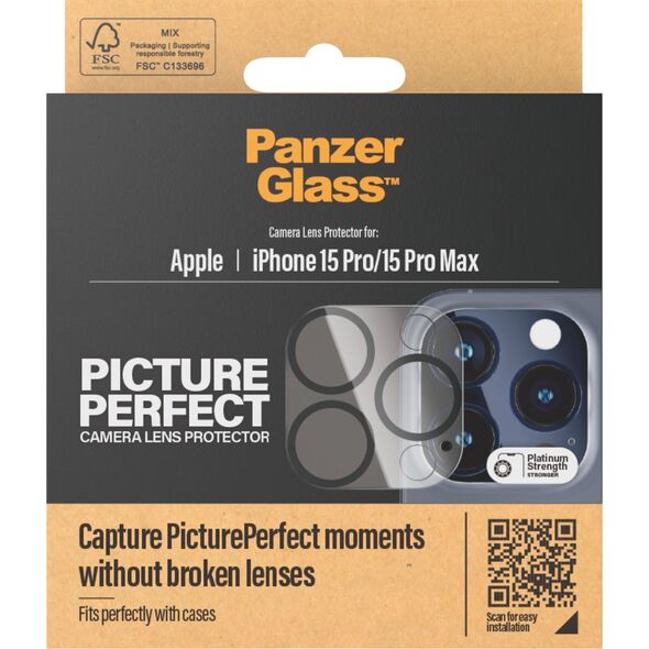 PanzerGlass Szkło ochronne na obiektyw PanzerGlass PicturePerfect iPhone 15 Pro/15 Pro Max czarne