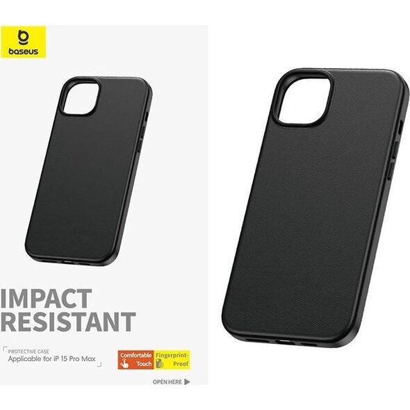 Baseus Etui na telefon iPhone15 ProMax Baseus Fauxther Series (Czarny)
