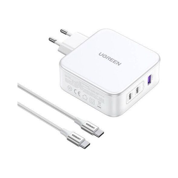 Ładowarka Ugreen Ładowarka sieciowa UGREEN 15339 Nexode, 2xUSB-C, USB-A 3.0, PD3.0, QC4.0, GaN, 140W (biała)