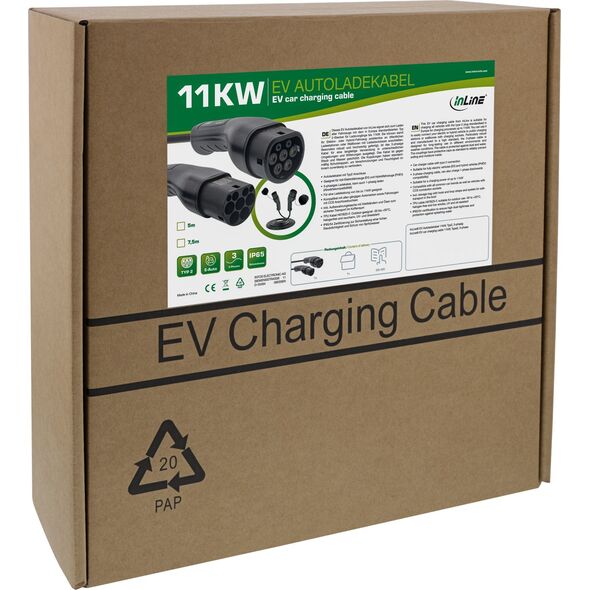 Kabel do ładowania samochodów InLine 11kW Type 2, 3-fazy, 5m (16275I)