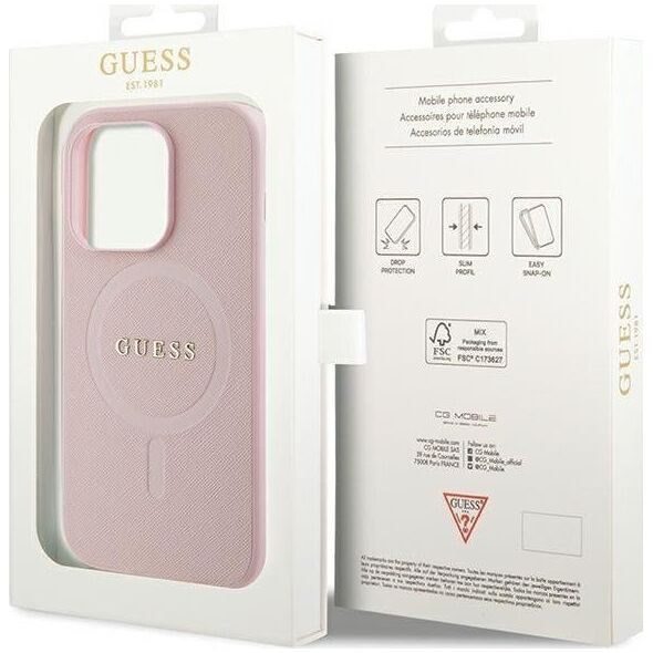 Guess Guess GUHMP14XPSAHMCP iPhone 14 Pro Max 6,7" różowy/pink hardcase Saffiano MagSafe