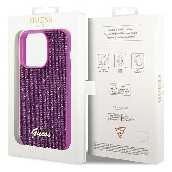 Guess Guess GUHCP15LPMSDGSF iPhone 15 Pro 6.1" fuksja/fuschia hardcase Disco Metal Script