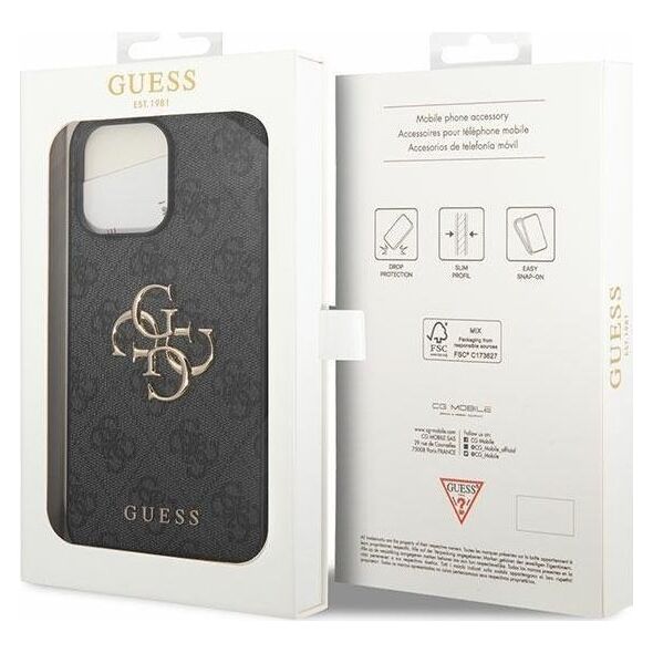 Guess Guess GUHCP15X4GMGGR iPhone 15 Pro Max 6.7" szary/grey hardcase 4G Big Metal Logo