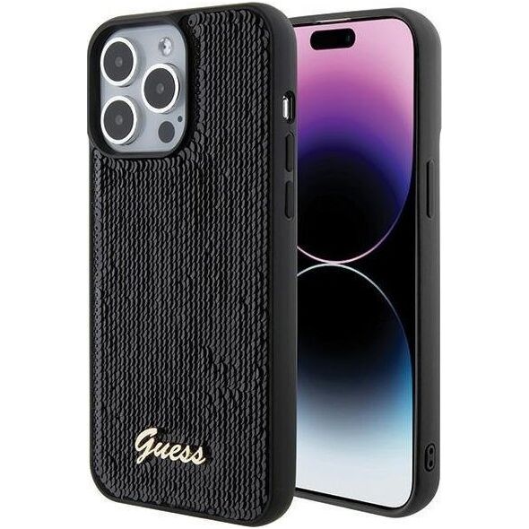 Guess Guess GUHCP15XPSFDGSK iPhone 15 Pro Max 6.7" czarny/black hardcase Sequin Script Metal