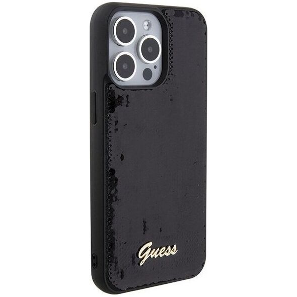 Guess Guess GUHCP15XPSFDGSK iPhone 15 Pro Max 6.7" czarny/black hardcase Sequin Script Metal