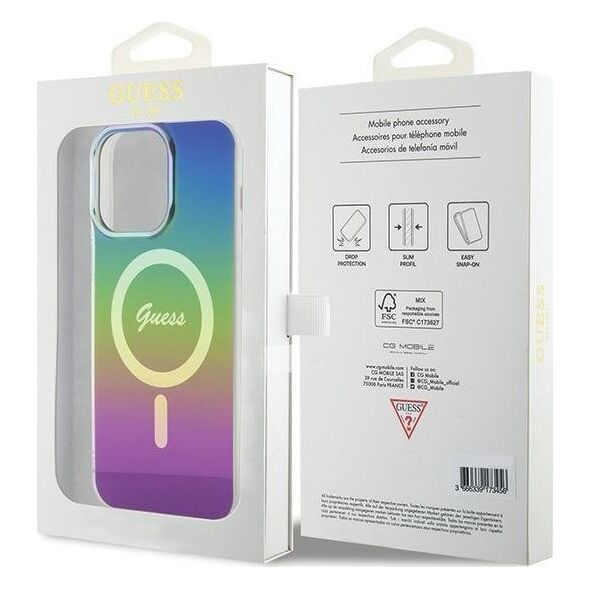 Guess Guess GUHMP15LHITSK iPhone 15 Pro 6.1" wielokolorowy/rainbow hardcase IML Iridescent MagSafe