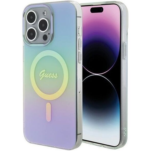 Guess Guess GUHMP15LHITSQ iPhone 15 Pro 6.1" turkusowy/turquoise hardcase IML Iridescent MagSafe