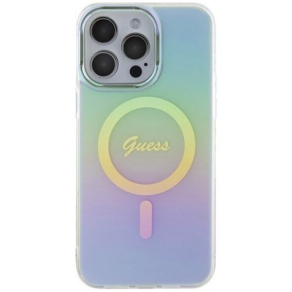Guess Guess GUHMP15LHITSQ iPhone 15 Pro 6.1" turkusowy/turquoise hardcase IML Iridescent MagSafe