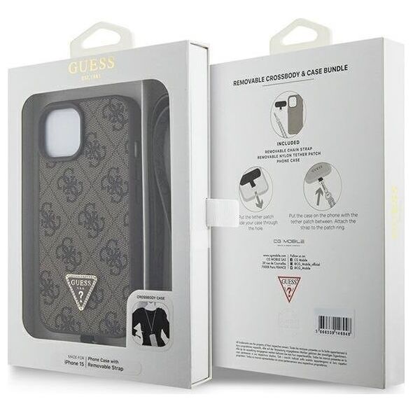 Guess Guess GUHCP15MP4TDSCPW iPhone 15 Plus 6.7" brązowy/brown hardcase Crossbody 4G Metal Logo