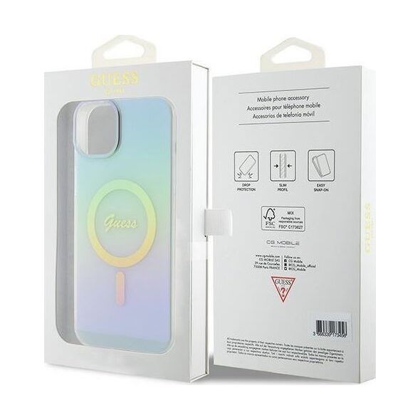 Guess Guess GUHMP15MHITSQ iPhone 15 Plus 6.7" turkusowy/turquoise hardcase IML Iridescent MagSafe