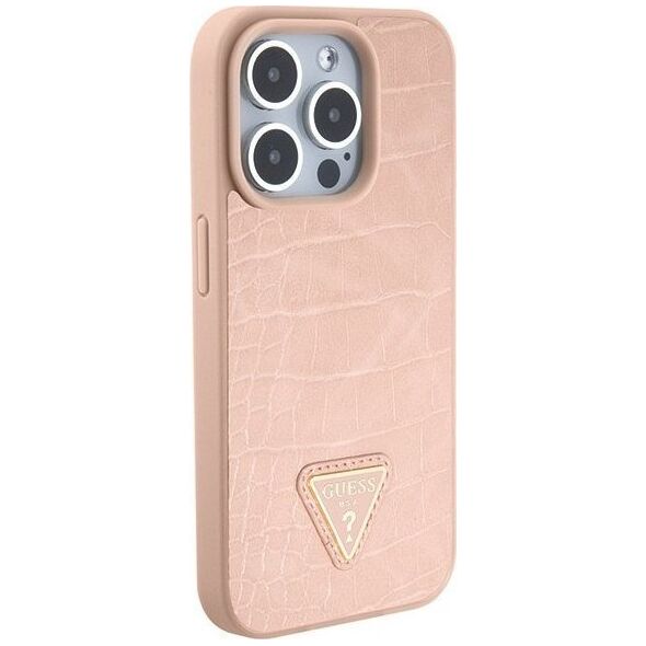 Guess Guess GUHCP15XPCRTHCP iPhone 15 Pro Max różowy/pink hardcase Croco Triangle Metal Logo