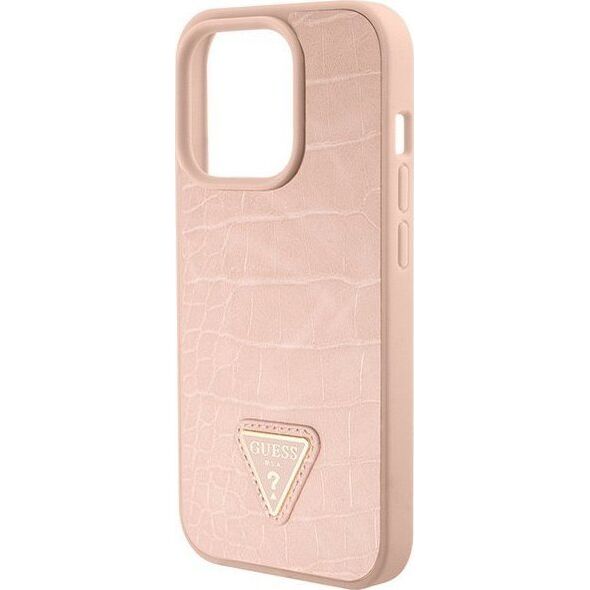 Guess Guess GUHCP15XPCRTHCP iPhone 15 Pro Max różowy/pink hardcase Croco Triangle Metal Logo