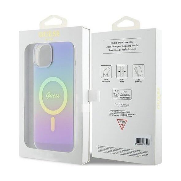 Guess Guess GUHMP15SHITSU iPhone 15 6.1" fioletowy/purple hardcase IML Iridescent MagSafe