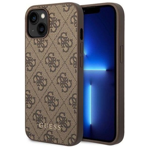Guess Guess GUHCP15MG4GFBR iPhone 15 Plus 6.7" brązowy/brown hard case 4G Metal Gold Logo