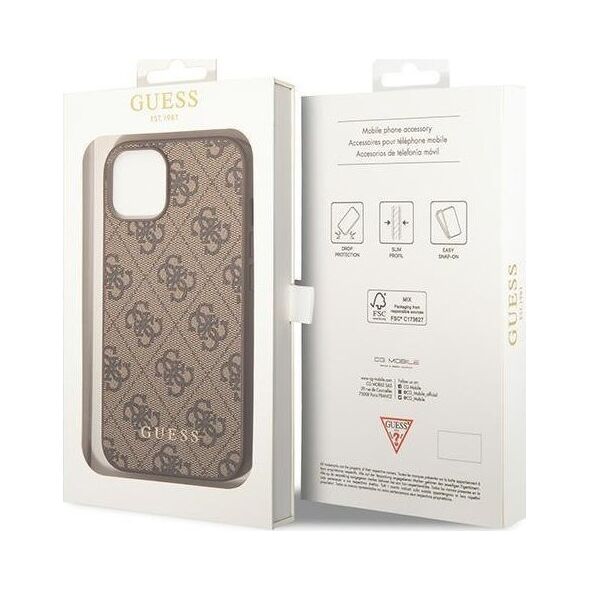 Guess Guess GUHCP15MG4GFBR iPhone 15 Plus 6.7" brązowy/brown hard case 4G Metal Gold Logo