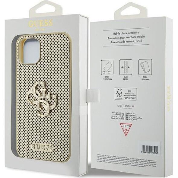 Guess Guess GUHCP15SPSP4LGD iPhone 15 6.1" złoty/gold hardcase Perforated 4G Glitter
