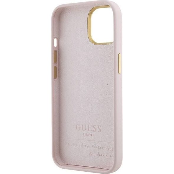 Guess Guess GUHCP15SSMBSLP iPhone 15 6.1" różowy/pink hardcase Silicone Script Metal Logo & Frame