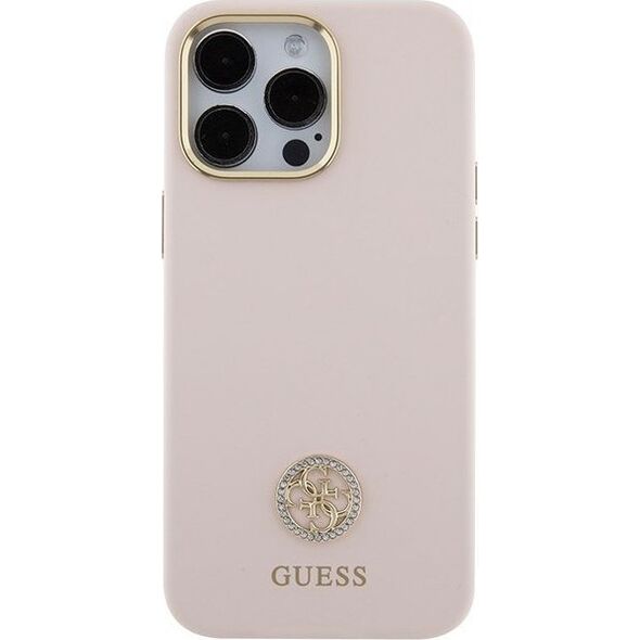 Guess Guess GUHCP15XM4DGPP iPhone 15 Pro Max 6.7" różowy/pink hardcase Silicone Logo Strass 4G