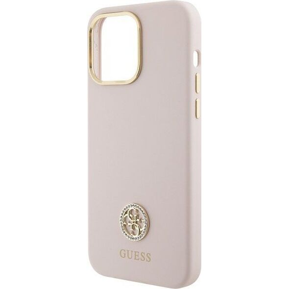 Guess Guess GUHCP15XM4DGPP iPhone 15 Pro Max 6.7" różowy/pink hardcase Silicone Logo Strass 4G