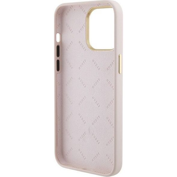 Guess Guess GUHCP15XM4DGPP iPhone 15 Pro Max 6.7" różowy/pink hardcase Silicone Logo Strass 4G