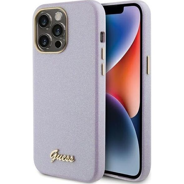 Guess Guess GUHCP15XPGMCSL iPhone 15 Pro Max 6.7" liliowy/lilac hardcase Glitter Glossy Script