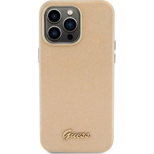 Guess Guess GUHCP15XPGMCSD iPhone 15 Pro Max 6.7" złoty/light gold hardcase Glitter Glossy Script
