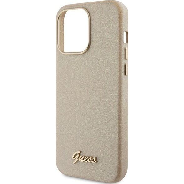 Guess Guess GUHCP15XPGMCSD iPhone 15 Pro Max 6.7" złoty/light gold hardcase Glitter Glossy Script