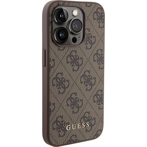 Guess Guess GUHCP15LG4GFBR iPhone 15 Pro 6.1" brązowy/brown hard case 4G Metal Gold Logo