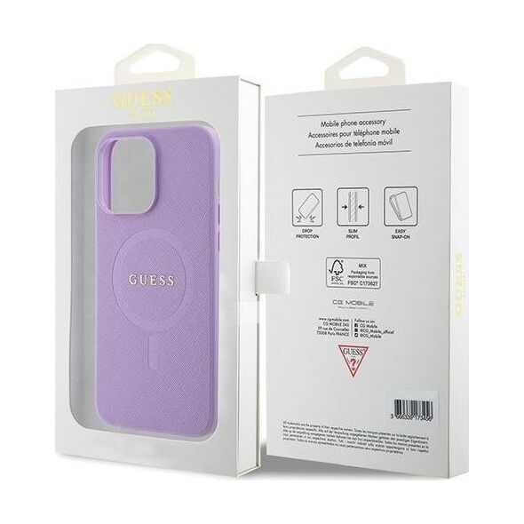 Guess Guess GUHMP15LPSAHMCU iPhone 15 Pro 6.1" fioletowy/purple hardcase Saffiano MagSafe
