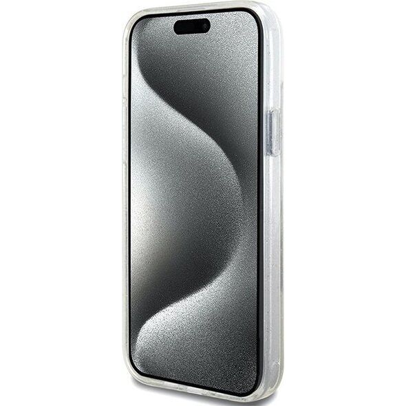 Guess Guess GUHMP15MHRSGSD iPhone 15 Plus 6.7" przezroczysty/transparent hardcase Ring Stand Script Glitter MagSafe