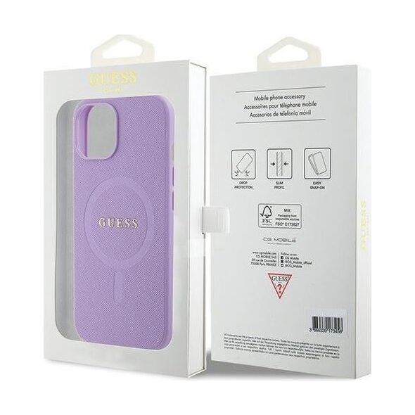 Guess Guess GUHMP15MPSAHMCU iPhone 15 Plus 6.7" fioletowy/purple hardcase Saffiano MagSafe