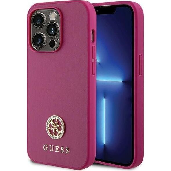 Guess Guess GUHCP15XPS4DGPP iPhone 15 Pro Max 6.7" różowy/pink hardcase Strass Metal Logo