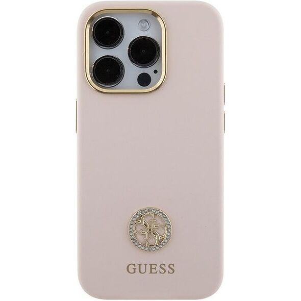 Guess Guess GUHCP15LM4DGPP iPhone 15 Pro 6.1" jasnoróżowy/pink hardcase Silicone Logo Strass 4G
