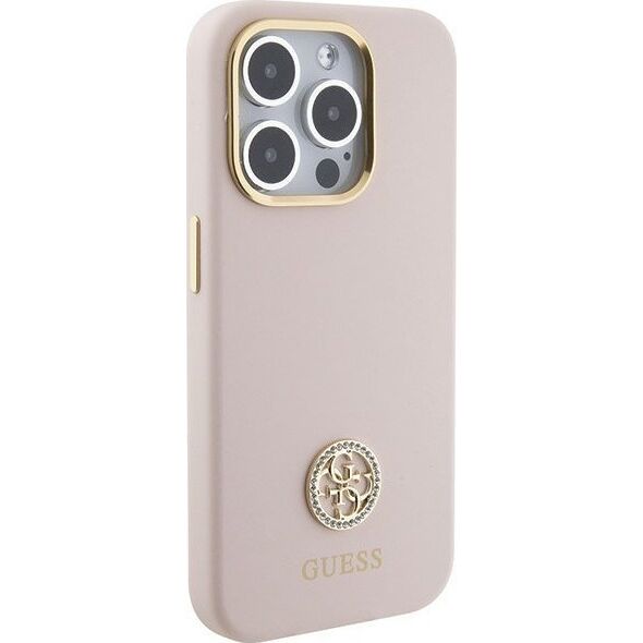 Guess Guess GUHCP15LM4DGPP iPhone 15 Pro 6.1" jasnoróżowy/pink hardcase Silicone Logo Strass 4G