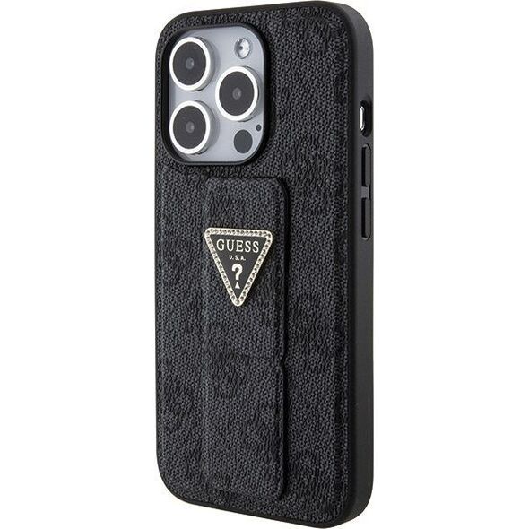 Guess Guess GUHCP15LPGS4TDK iPhone 15 Pro 6.1" czarny/black hardcase Grip Stand 4G Triangle Strass