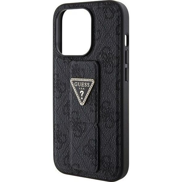 Guess Guess GUHCP15LPGS4TDK iPhone 15 Pro 6.1" czarny/black hardcase Grip Stand 4G Triangle Strass