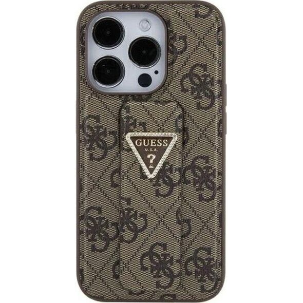 Guess Guess GUHCP15SPGS4TDW iPhone 15 6.1" brązowy/brown hardcase Grip Stand 4G Triangle Strass