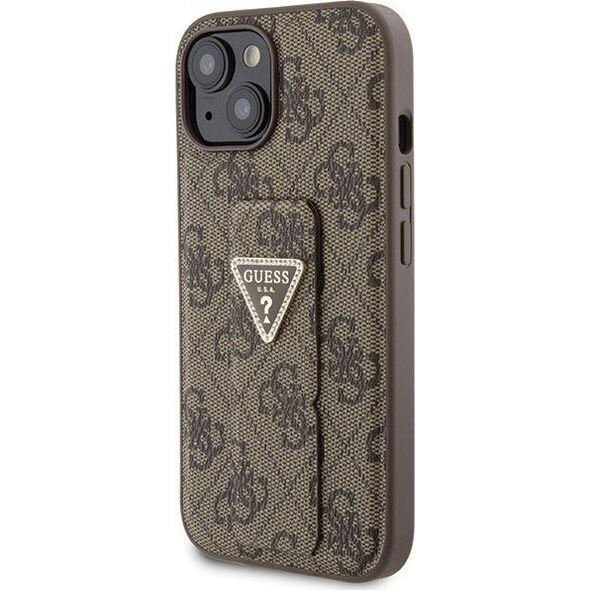 Guess Guess GUHCP15SPGS4TDW iPhone 15 6.1" brązowy/brown hardcase Grip Stand 4G Triangle Strass