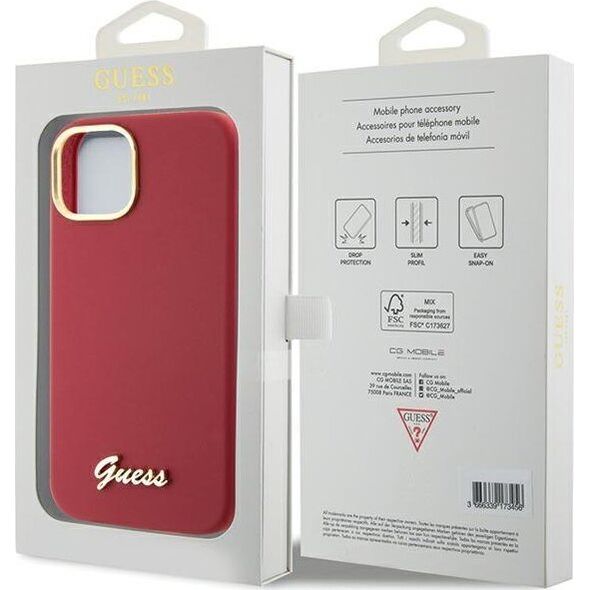 Guess Guess GUHCP15SSMBSLM iPhone 15 6.1" magenta hardcase Silicone Script Metal Logo & Frame