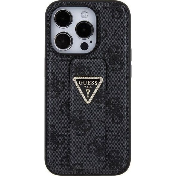 Guess Guess GUHCP15XPGS4TDK iPhone 15 Pro Max 6.7" czarny/black hardcase Grip Stand 4G Triangle Strass