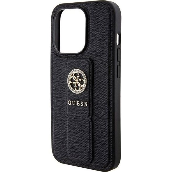 Guess Guess GUHCP15XPGSSADK iPhone 15 Pro Max 6.7" czarny/black hardcase Grip Stand 4G Saffiano Strass