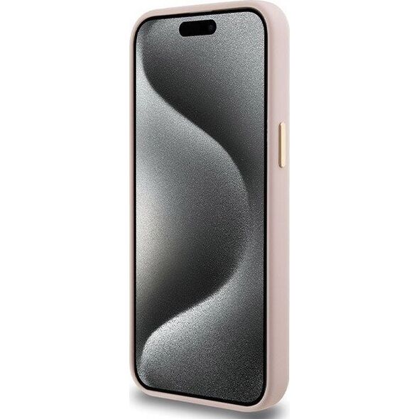 Guess Guess GUHCP15XSMBSLP iPhone 15 Pro Max 6.7" różowy/pink hardcase Silicone Script Metal Logo & Frame