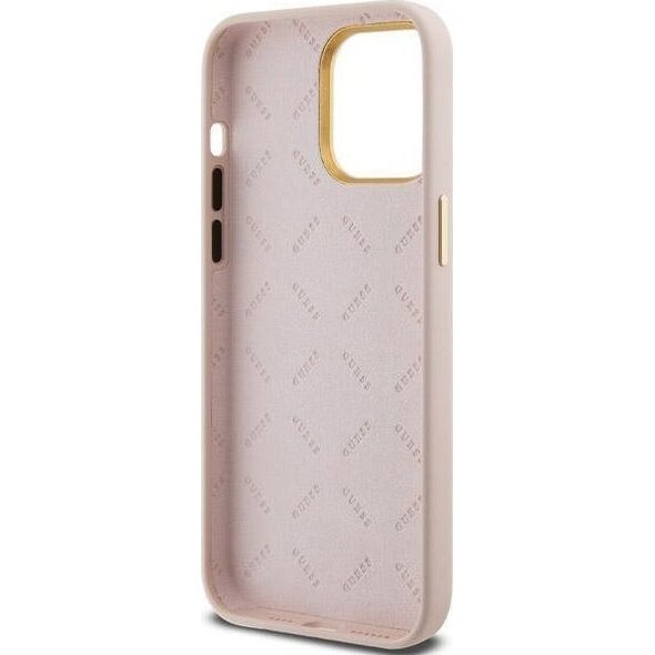 Guess Guess GUHCP15XSMBSLP iPhone 15 Pro Max 6.7" różowy/pink hardcase Silicone Script Metal Logo & Frame