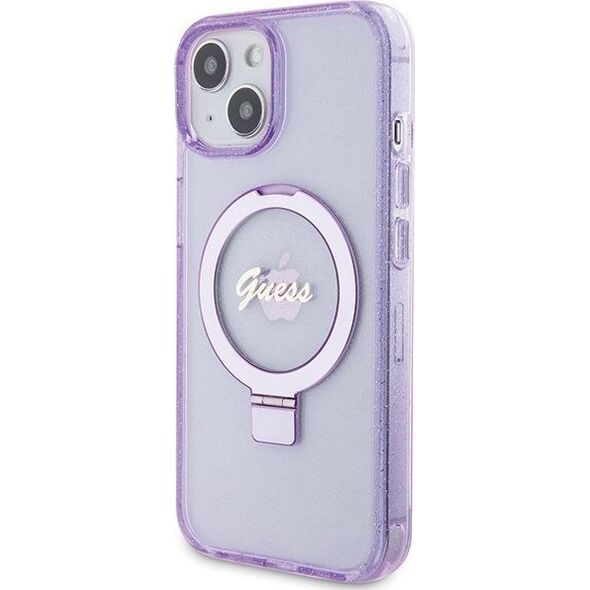 Guess Guess GUHMP15MHRSGSU iPhone 15 Plus 6.7" fioletowy/purple hardcase Ring Stand Script Glitter MagSafe