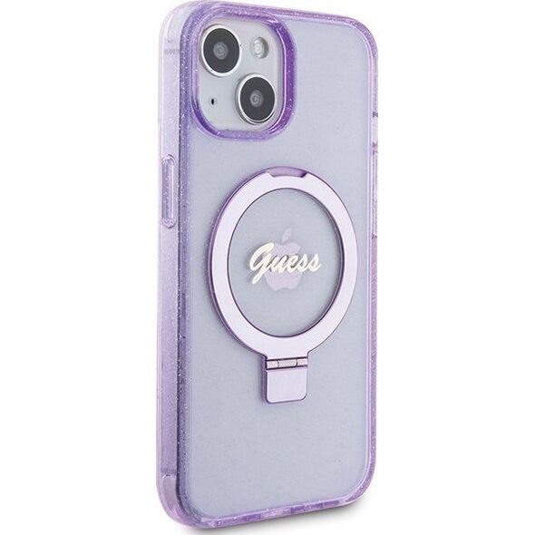 Guess Guess GUHMP15MHRSGSU iPhone 15 Plus 6.7" fioletowy/purple hardcase Ring Stand Script Glitter MagSafe